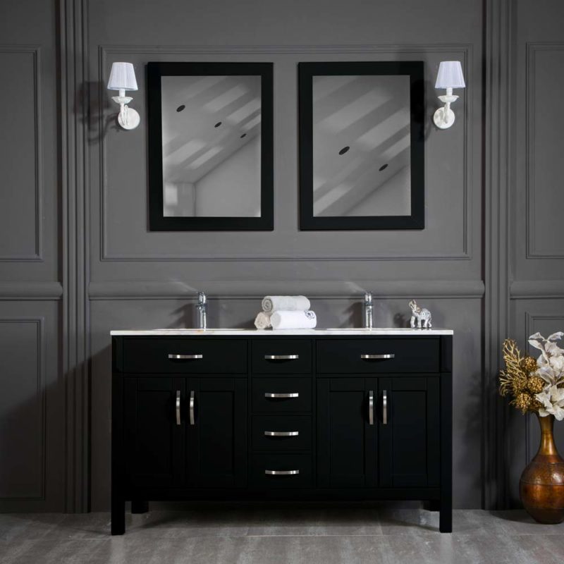 Fawna 60″ Light Gray Double Sink Bathroom Cabinet