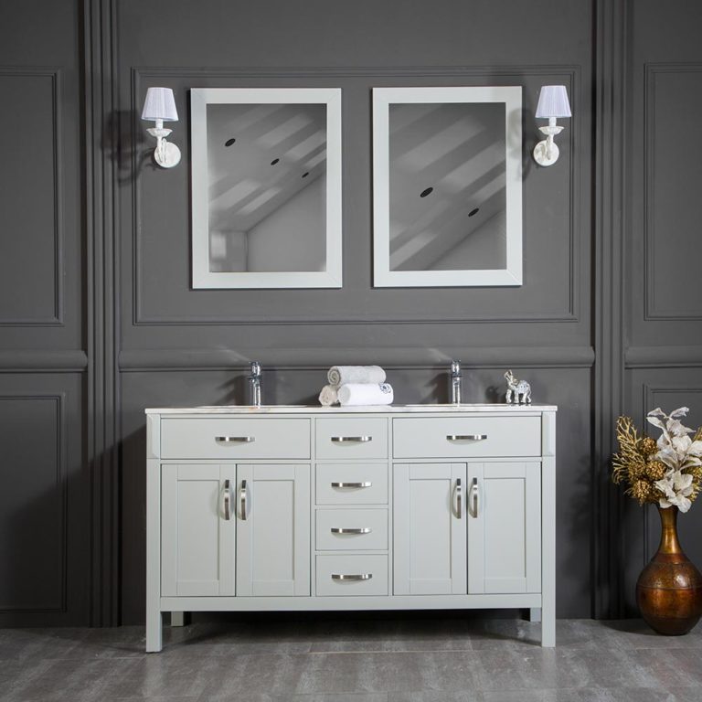 Fawna 60″ Light Gray Double Sink Bathroom