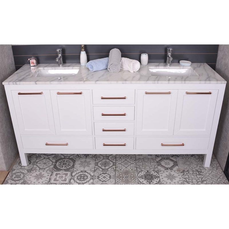 Ashley 72″ White Bathroom Vanity